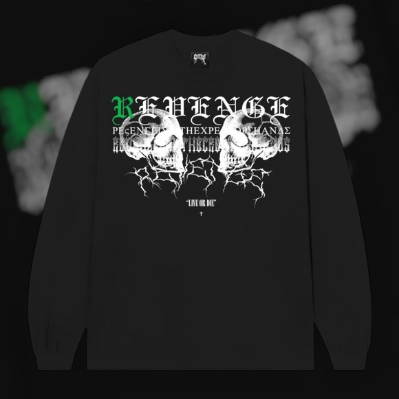 Revenge "Live Or Die" Staple Long Sleeve T-shirt - Picture 1 of 2